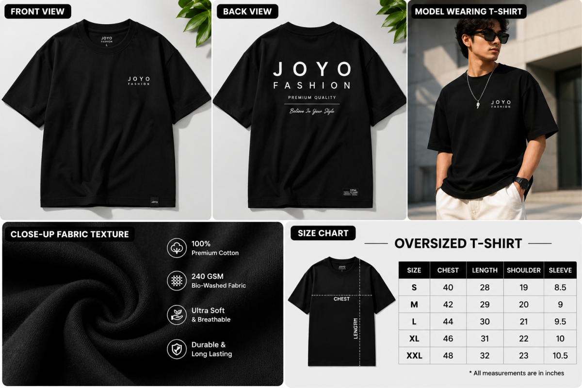 Premium Cotton Oversized T-Shirt - Black Edition
